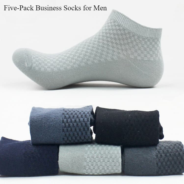 ​     5 Pares de Meias de Bambu para Homens – Casuais e para Negócios com Absorção de Umidade TIJP