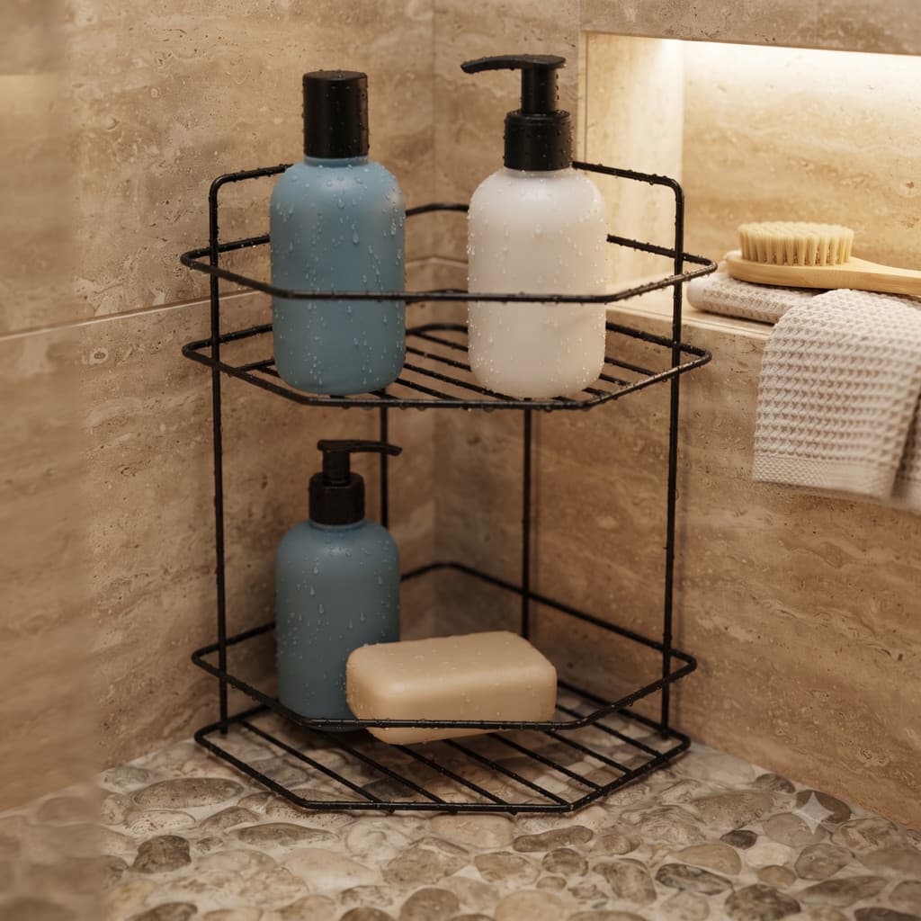 Suporte de Shampoo de 3 Níveis para Banheiro cozinha lavanderia Multiuso preto