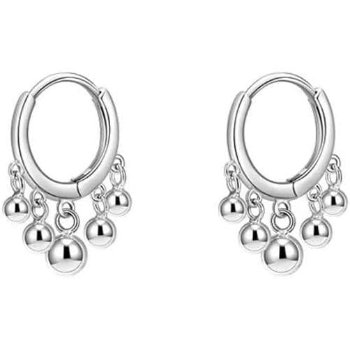 Brincos de Argola Huggie com Borlas e Pérolas Banhados a Ouro 18K para Mulheres, Argolas Pendentes Minimalistas em Prata