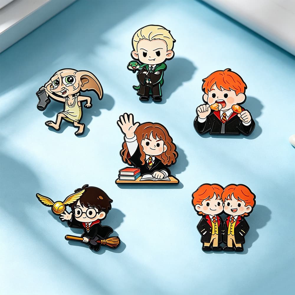 [6pçs] Broches de Liga Harry Potter - Decora Roupas e Mochilas