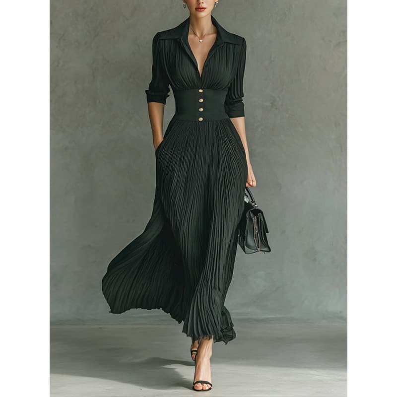 [Novo produto] Saia feminina de cor sólida plissada vestido elegante [venda quente]