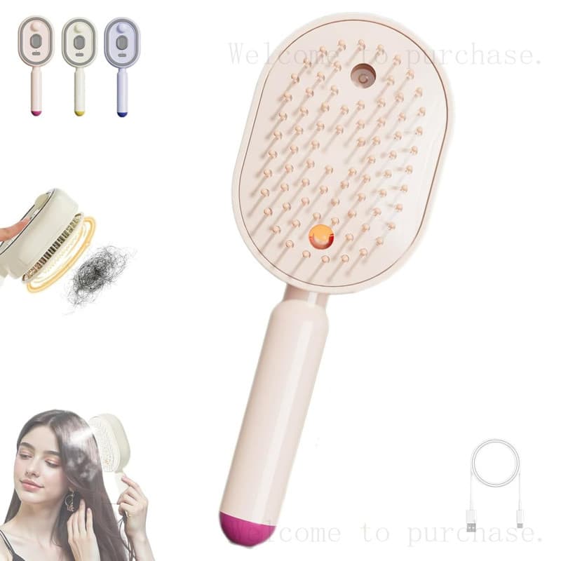 Escova a Vapor Elétrica, Escova de Cabelo 2 em 1 com Pulverizador de Água, Alisador de Cabelo a Vapor Recarregável, Esco