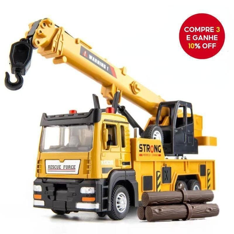 Caminhão Guindaste de Liga Metálica (Escala 1:32) - Modelo de Veículo de Engenharia Fundido sob Pressão com Som e Luz, C