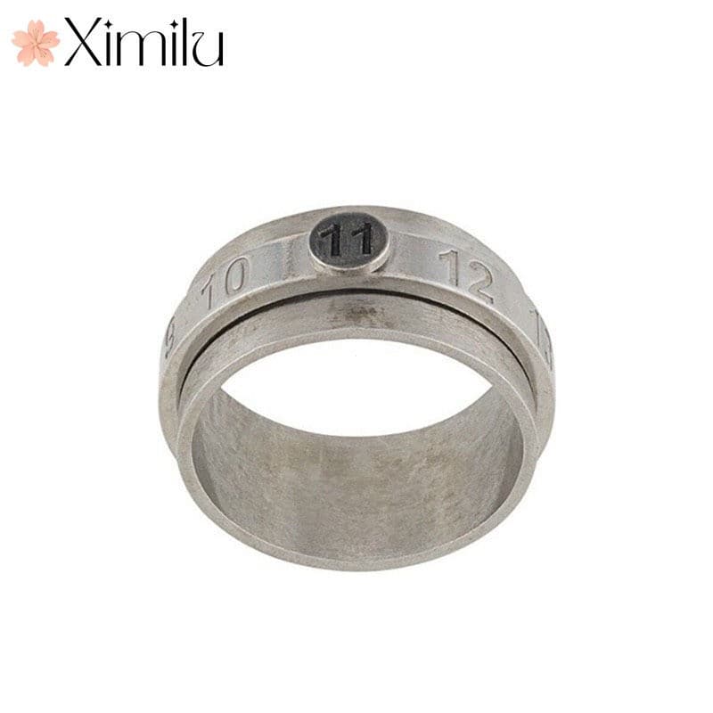 ♥ Estilo Retro novo estilo rotativo algarismos romanos gravado angustiado prata 925 anel masculino