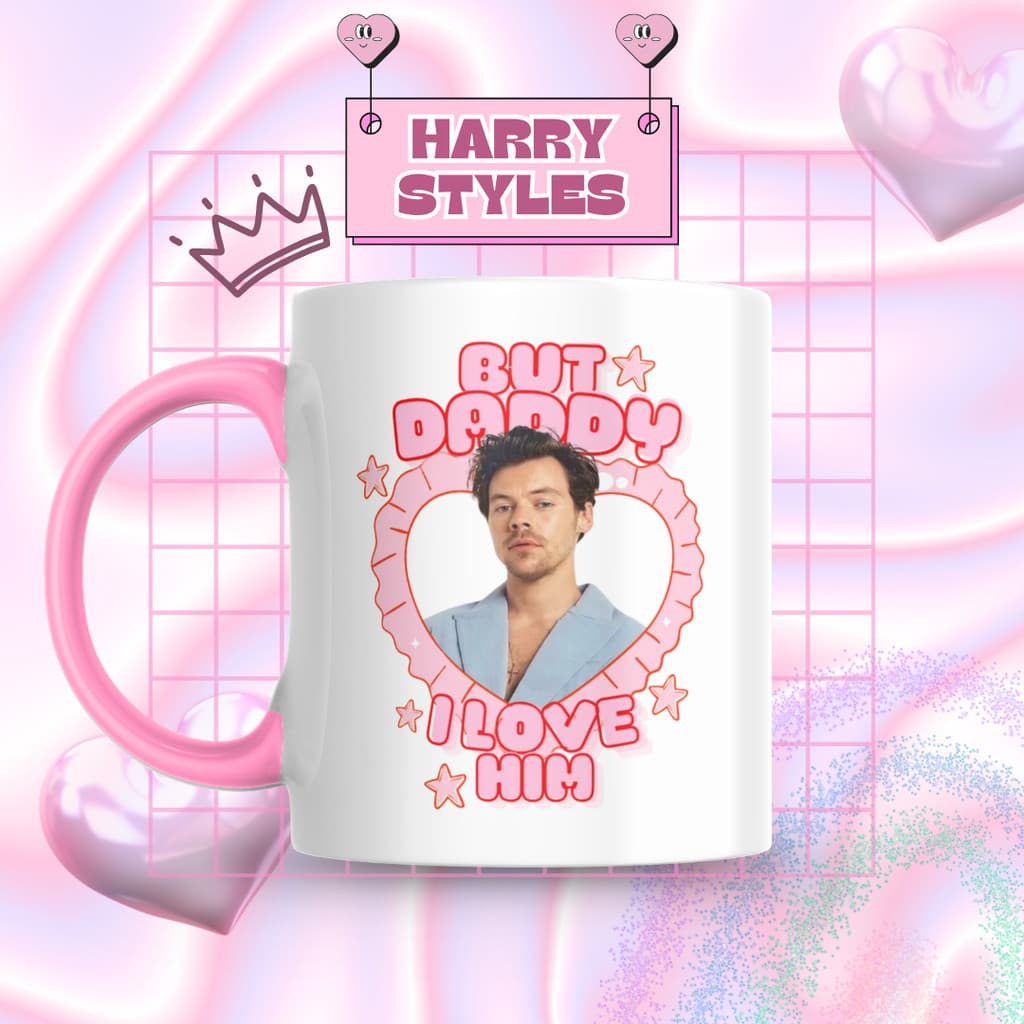 Caneca Xicara Porcelana 325ml But Daddy Harry Styles Personalizada Presente Decoração Casa