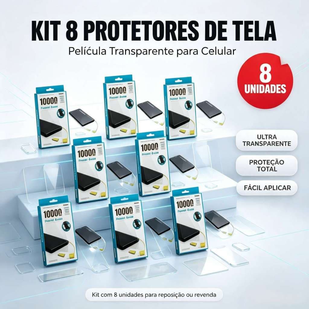 kit 3 ou 8 Power Bank 10000mAh Slim PN-951 Carregador Portátil Bateria Externa Rápida