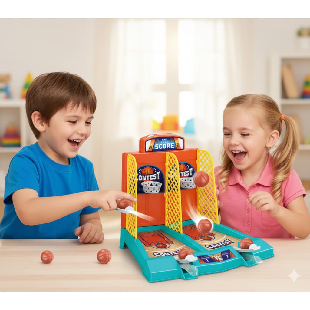 Jogo De Basquete Duplo Portátil Infantil Com Bolinhas Brinquedo Educativo Para Competição E Diversão Em Família