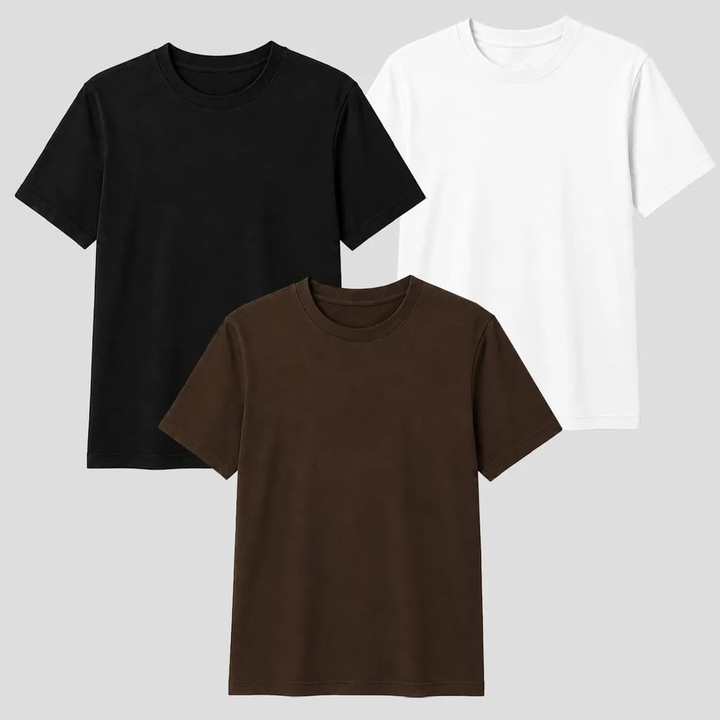 Kit 3 Camisetas Básica Masculina Algodão Premium Lisa Slim