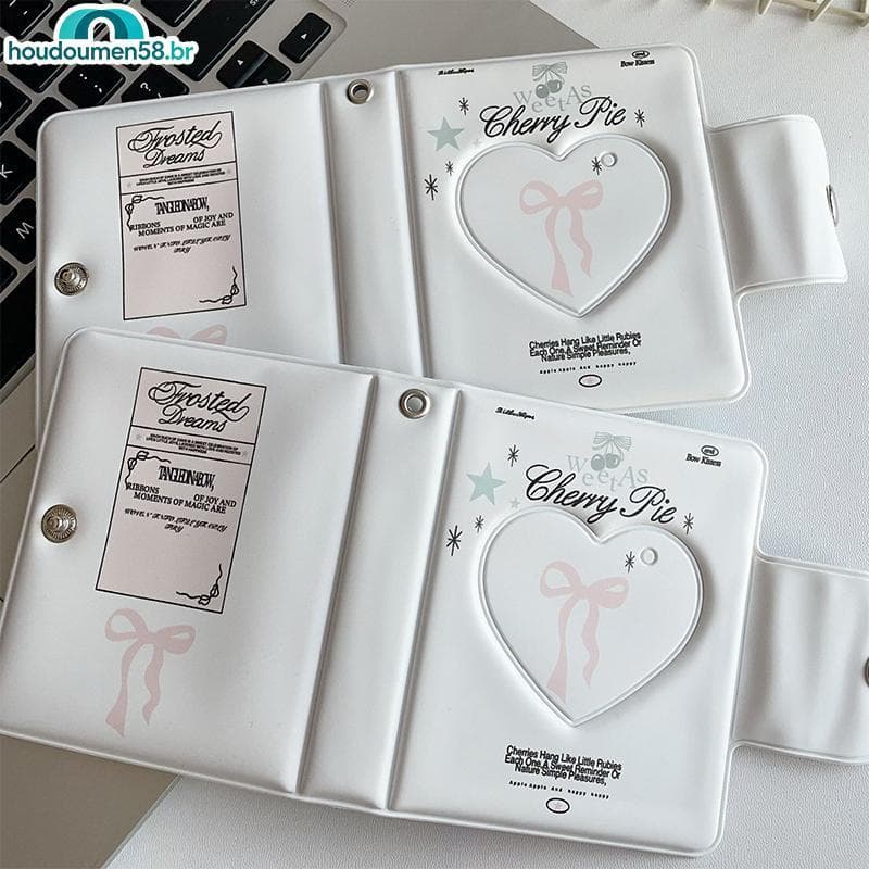 HOUDO Kpop Photocards Pasta Doce Arco Álbum De Fotos Mini Photocard Titular 3 Polegada Amor Coração Caso De Armazenament