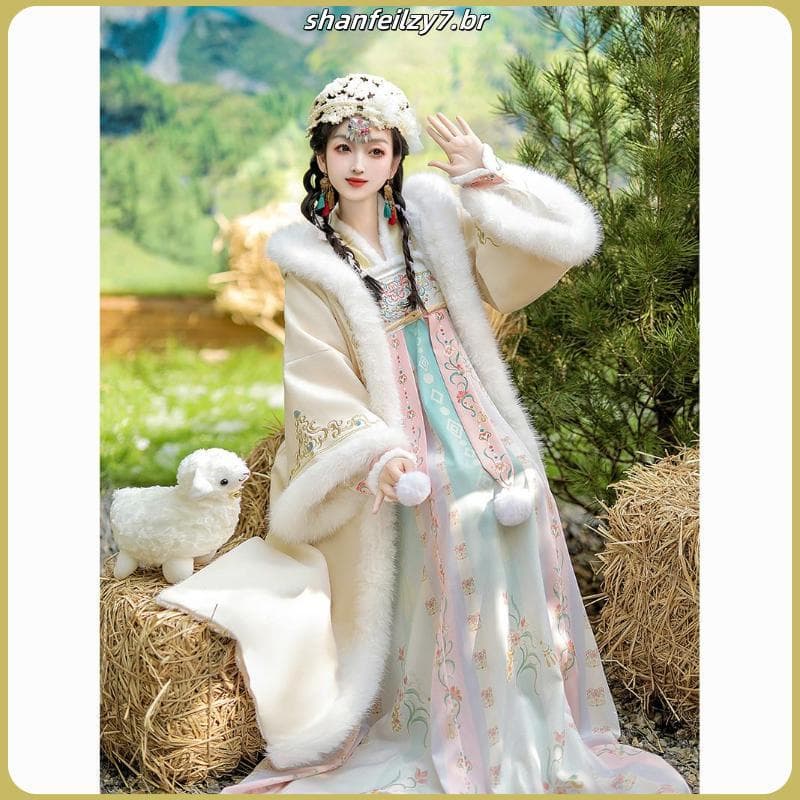 Original velo-velo ano novo capa de inverno ano novo chinês comprimento do peito Suspender saia terno estilo chinês melh