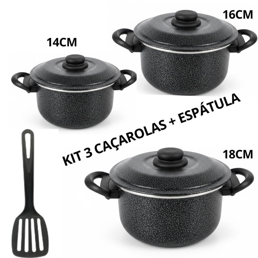 Kit 3 caçarolas CRAQUELADA Numero 18,16 e 14cm