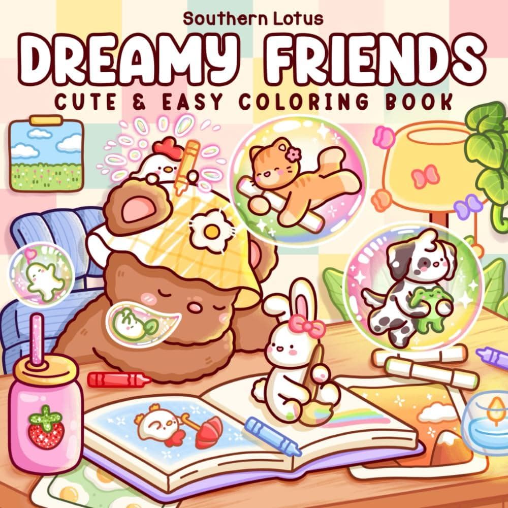 Amigos de Sonho: Livro de Colorir para Adultos e Adolescentes com Pequenos Amigos Animais e Personagens Fantásticos em A