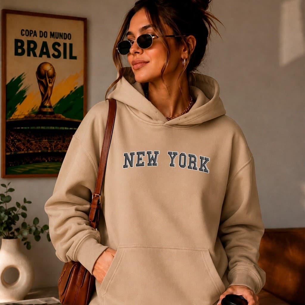 Ecasaco flanelado moletom canguru blusa de frio feminina estampada streetwear flanelado capuz e bolso Estampado