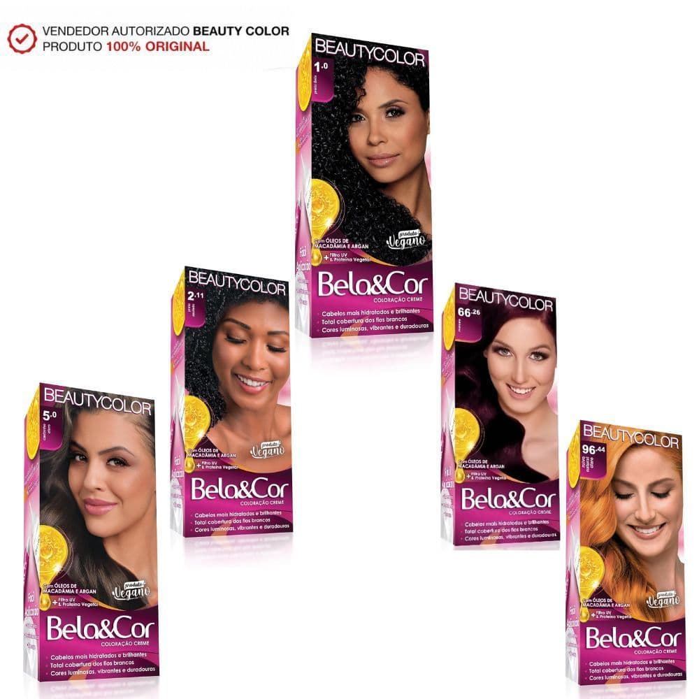 Coloração Bela&Cor Beauty Color / Com Óleos de Macadâmia e Argan - Escolha a sua cor!