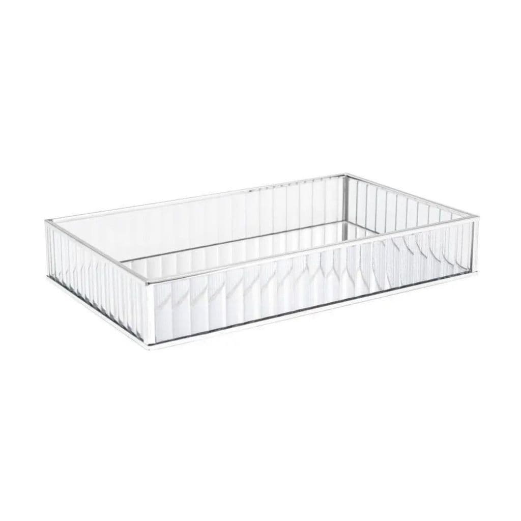 BANDEJA DECORATIVA METAL ESPELHADA PRATEADA 25CM X 4CM LYOR