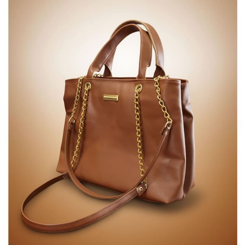 Bolsa Grande Marrom com Fechamento em Zíper Alça Corrente Bolsa Feminina Mulher Dia a Dia Espaçosa
