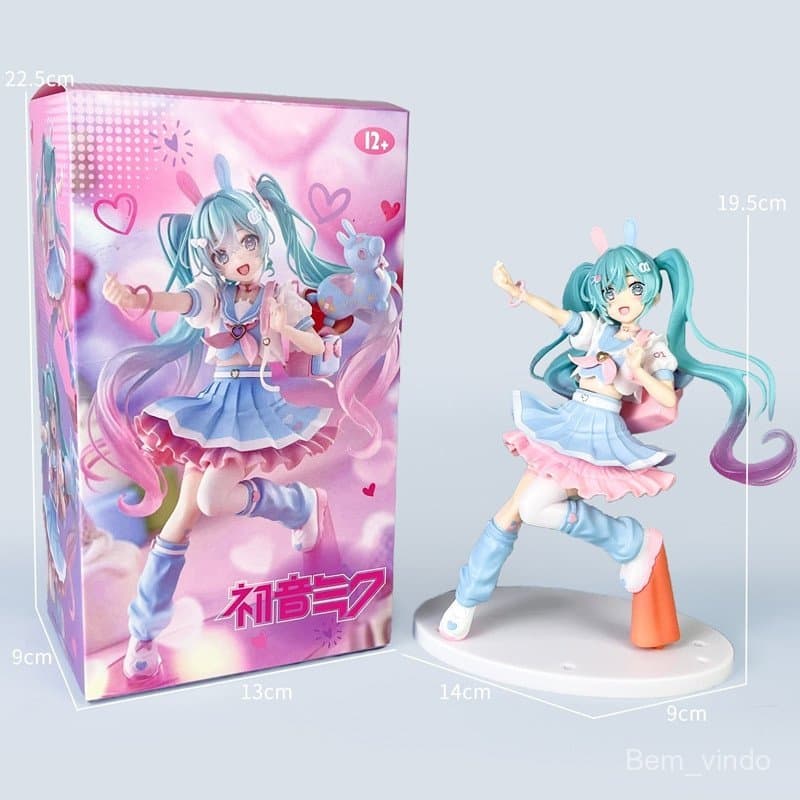 Figura de Anime Hatsune Miku Kawaii Macaron de 19,5cm, Estátua de Menina Fofa, Modelo de Ação, Brinquedos, Ornamento par