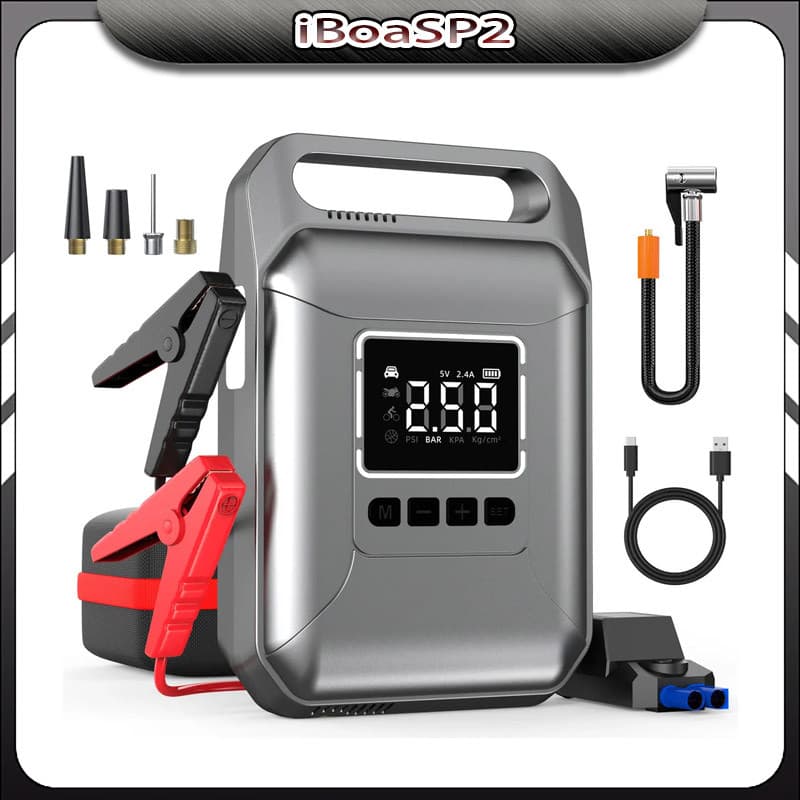 Acionador De Partida 6400mah Com Compressor De Ar Portátil