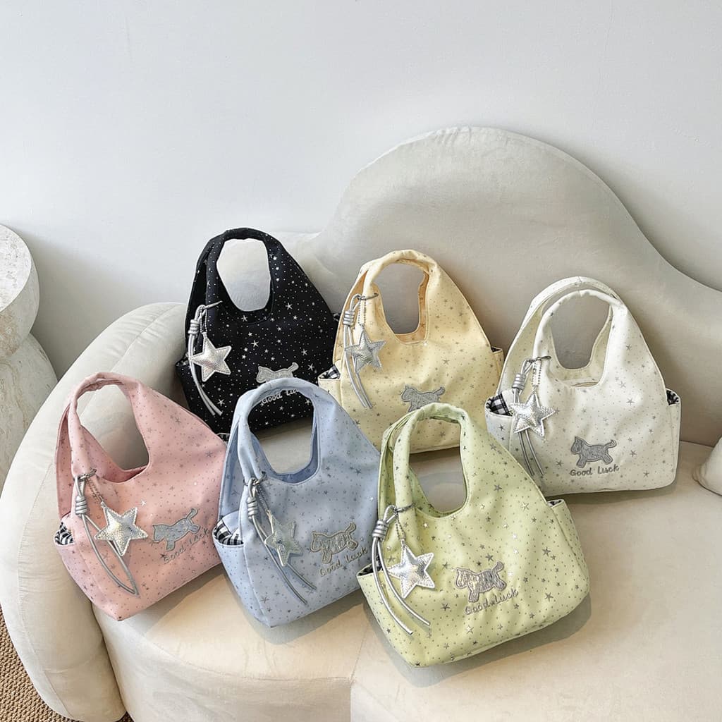 Estrela impressão saco de pano de grande capacidade simples Casual All-Match bolsa estudante Commuter compras um ombro p