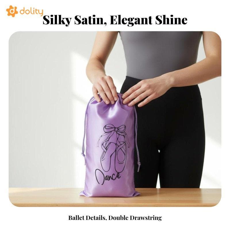 [Acituna] Bolsa Para Calçados De Balé Portátil Dança De Com Cordão De Textura Sedosa Dançarinos , Bailarinas , Recitais