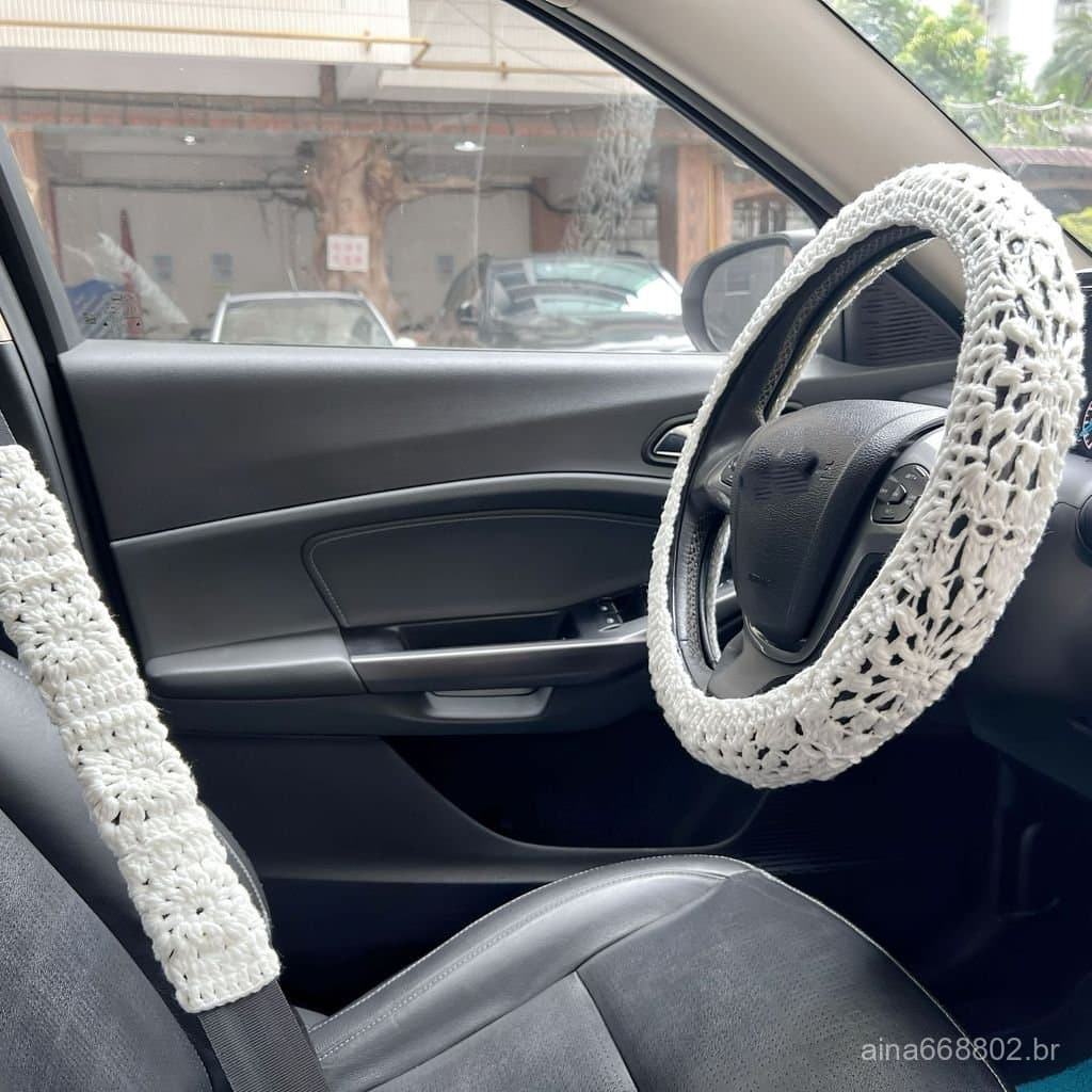 Capa universal para volante, capa de volante vintage feita à mão em crochê com padrão granny square, em estoque LRQR