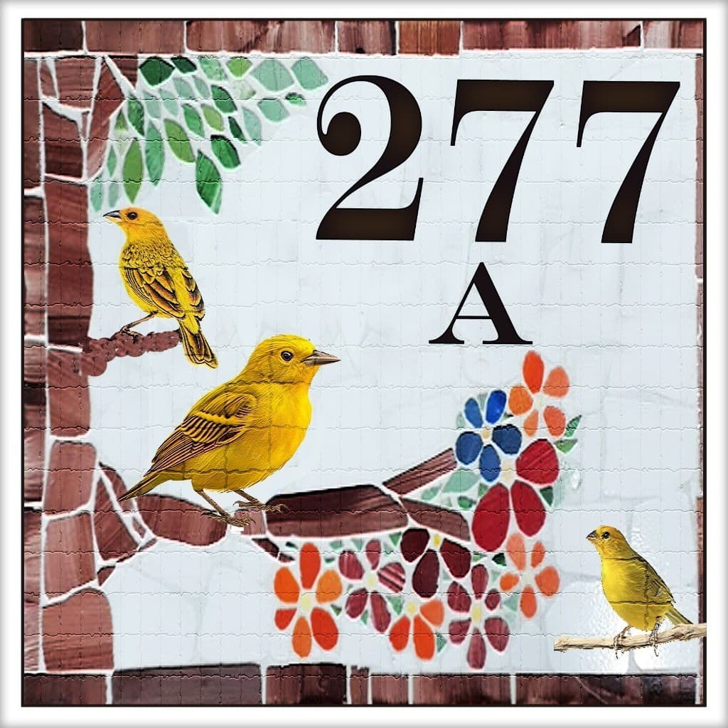 Numero em azulejo  canário 20 x 20 cm