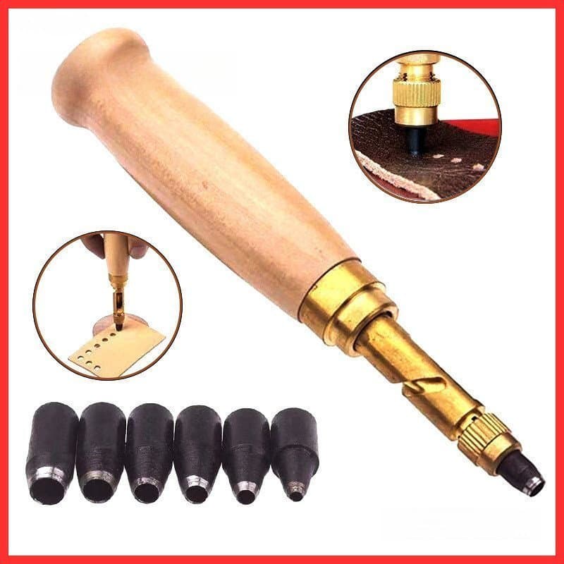 luckyeo Furo De Furador Removível Automático Com Ponta De 6 Tamanhos 1,5-4mm Cintos Automáticos Acessórios De Couro TQ