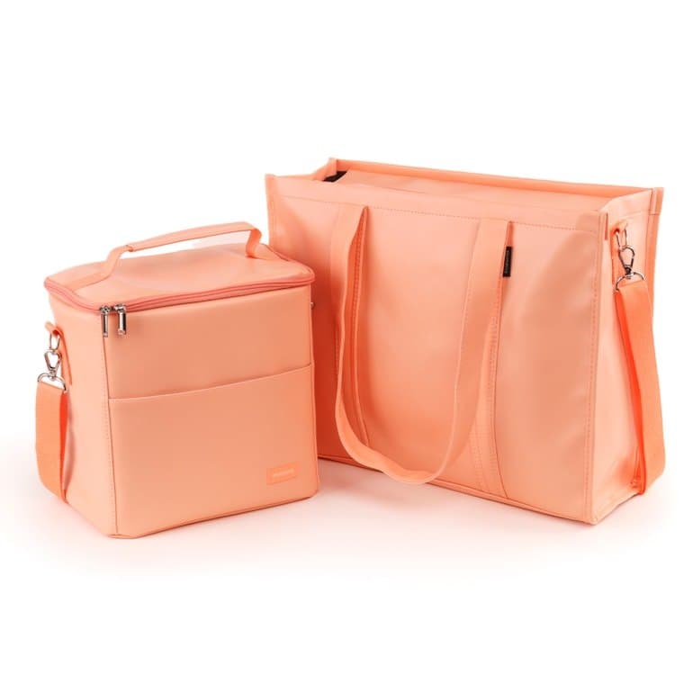 Kit Bolsa Tote Pro com Alça + Térmica Move Grande Laranja Papaya Cream