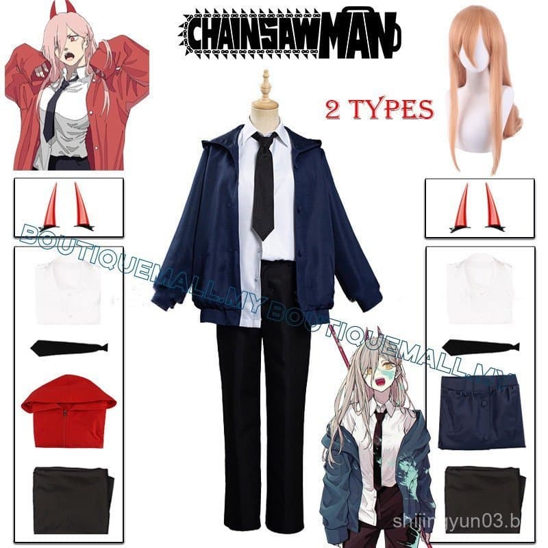 Fantasia de Cosplay Chainsaw Man Makima Reze Power, Uniforme para Mulheres e Meninas, Camisa, Calças e Jaqueta de Anime
