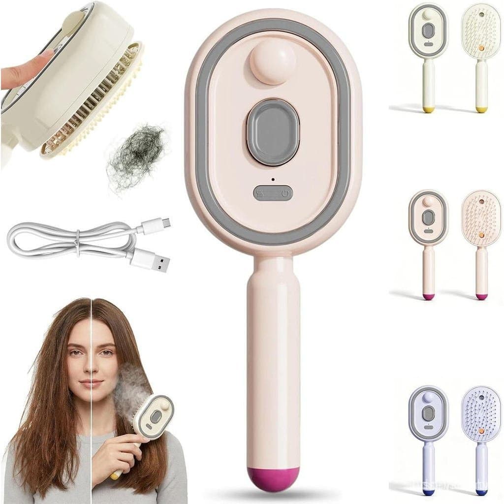 Escova de Vapor Elétrica de Novo Estilo 2026, Escova Alisadora a Vapor Portátil, Escova Alisadora de Ar Quente, Recarr I