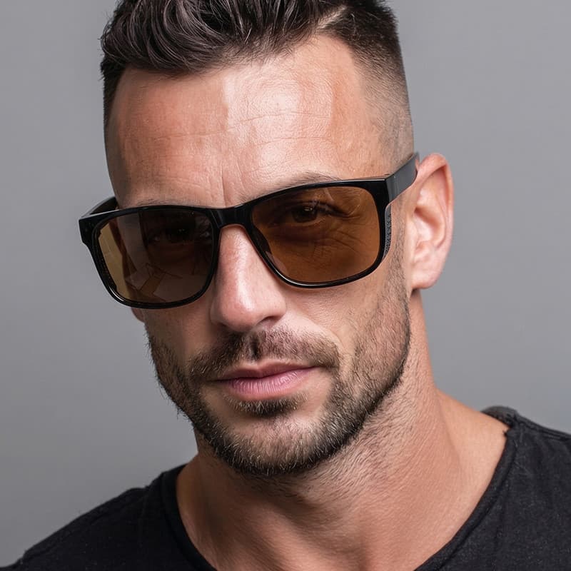 Óculos de sol quadrados de aba larga masculino novo estilo moda rua tiro óculos à beira-mar férias ciclismo pesca Driv