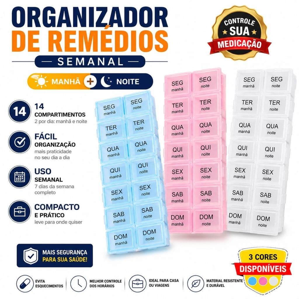 ORGANIZADOR SEPARADOR DE COMPRIMIDOS SEMANAL - 1UN