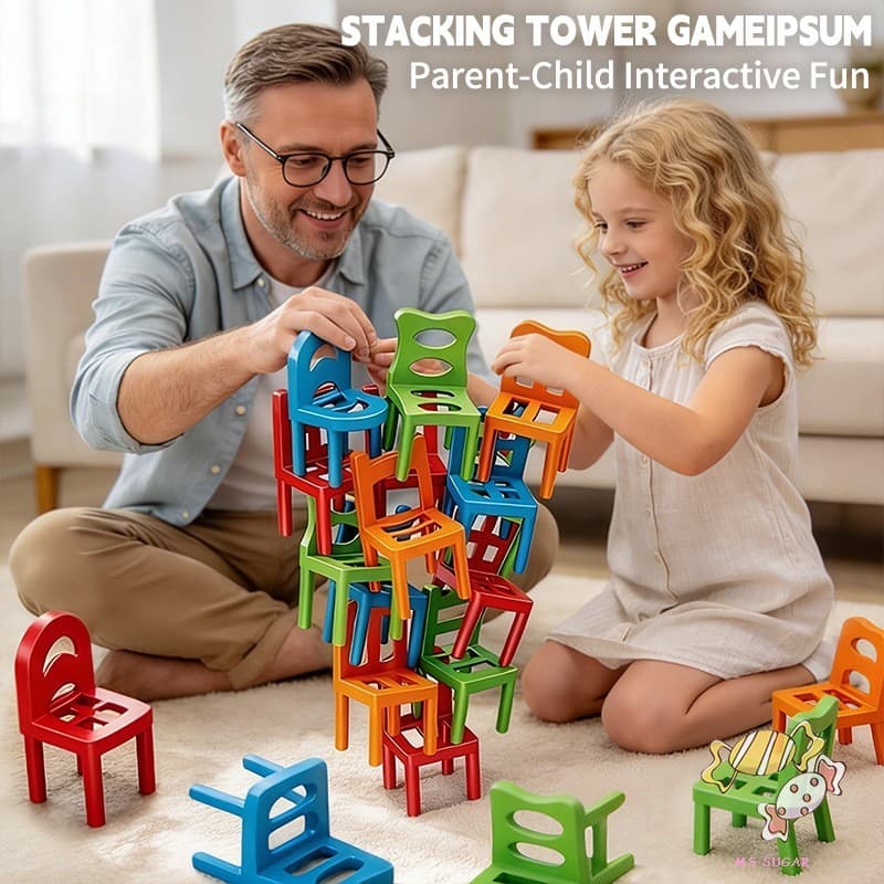 Cadeira Empilhável Jogo De Equilíbrio Crianças Brinquedo De Tabuleiro Plástico ABS Festa Familiar Quebra-Cabeça Interati