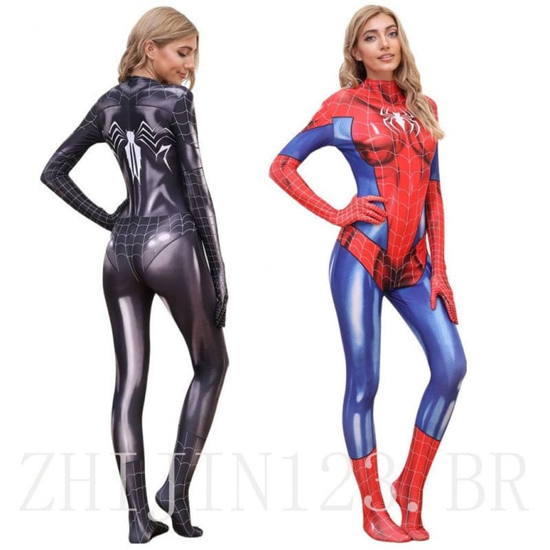 Fantasia de Adulto Homem-Aranha e Mulher-Aranha - Fantasia Maluca de Halloween YTGJ