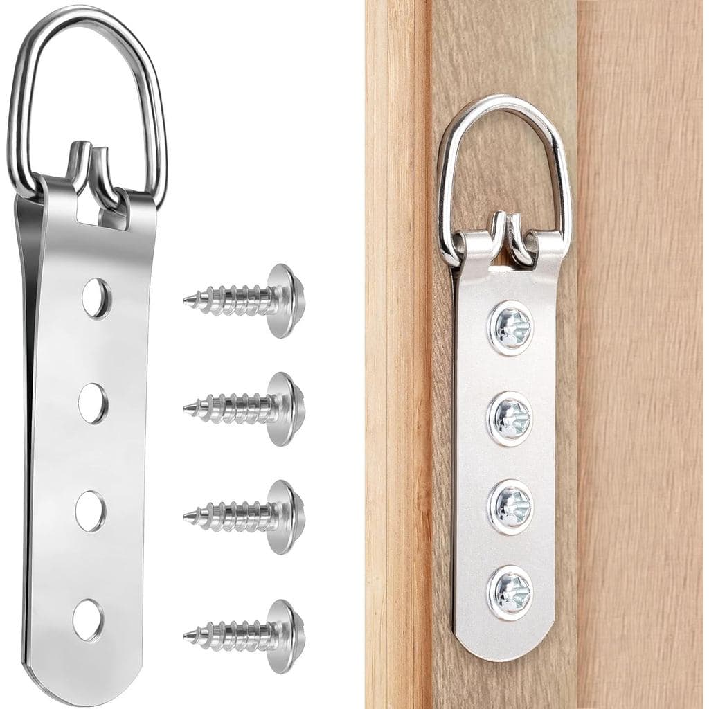 6 Peças de Suportes para Quadros em D de Alta Resistência, Suporte de Correia Extra Grande com 4 Furos e 24 Parafusos, S