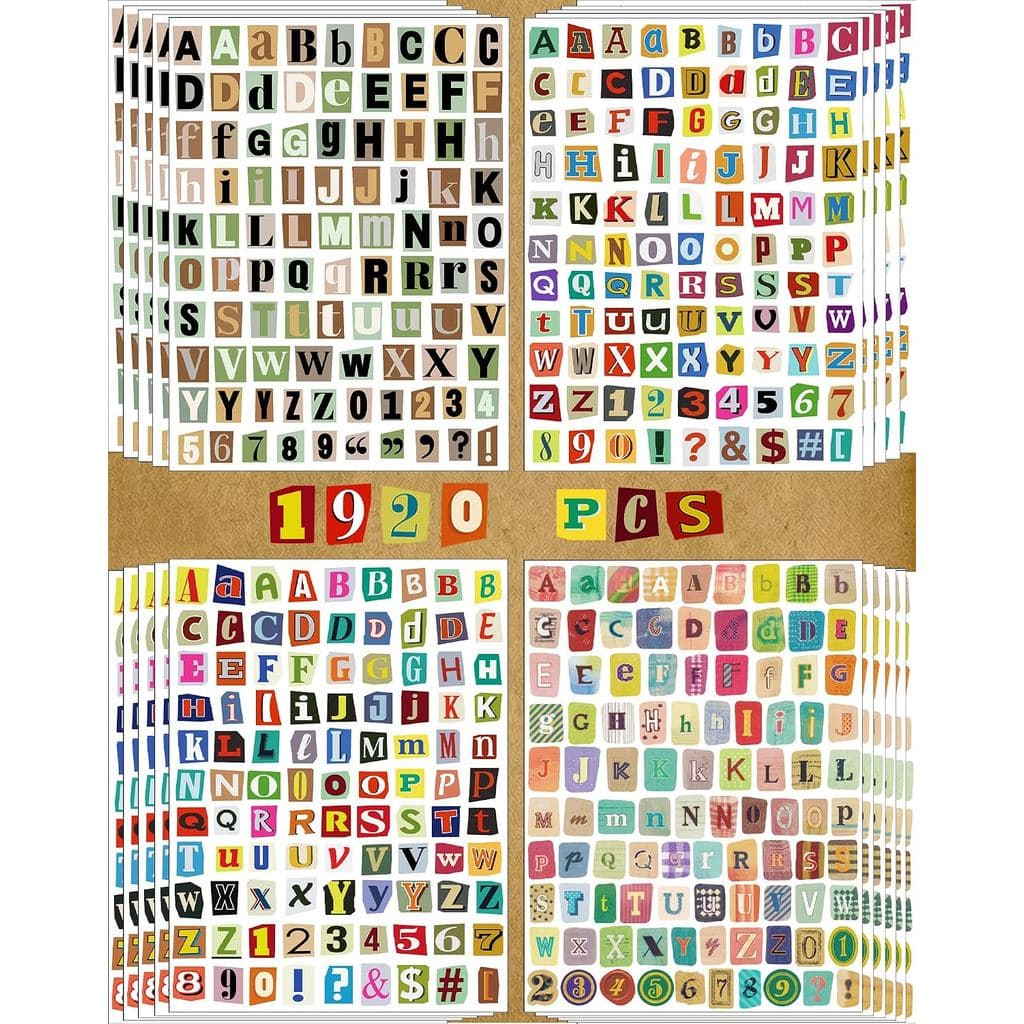 1920 adesivos de letras para scrapbook, adesivos vintage para junk journal, adesivos de números e alfabeto para materiai