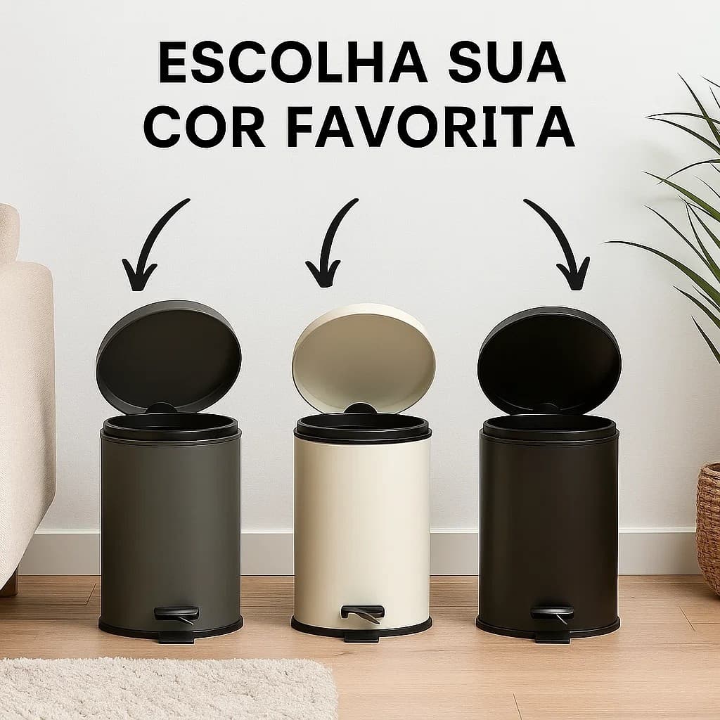Lixeira pedal aco black matte 5 litros resistente multiuso banheiro escritorio cesto lixo compacto