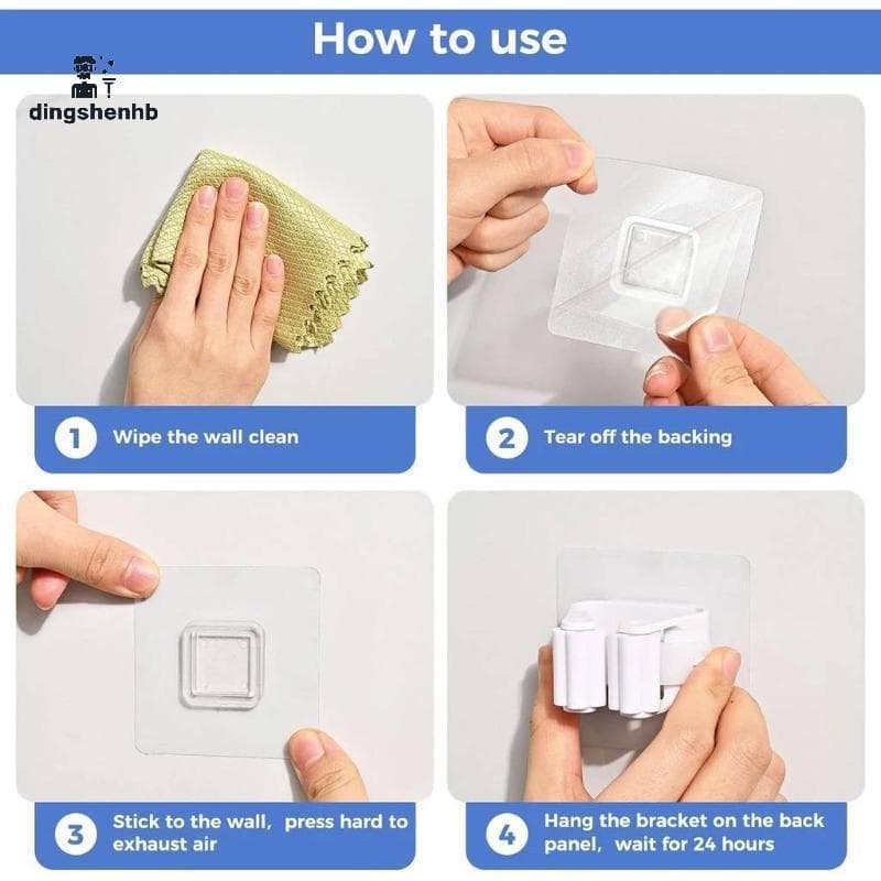 dingshenhb Sem Broca Fixado Na Parede Mop Ra À Prova Dwaterproof Água Multiuso Titular Para Ferramentas De Limpeza De Co