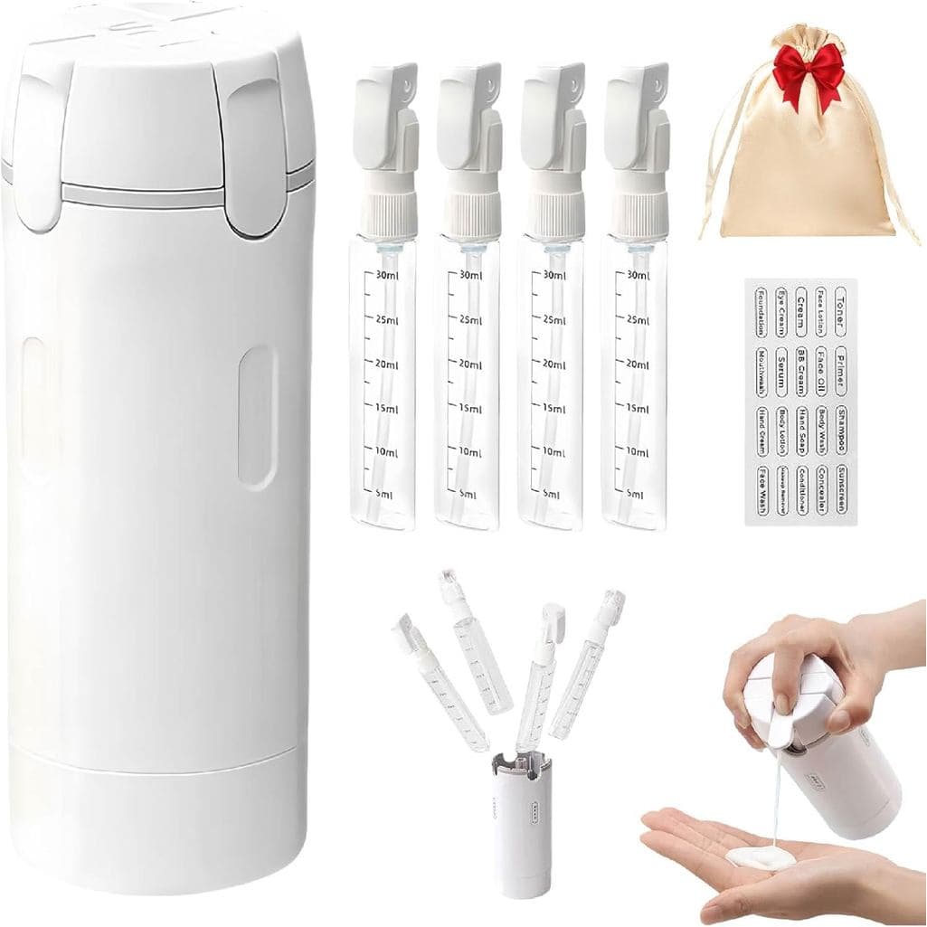 Cleanvo frasco dispensador 4 em 1 para viagens e fitness, frasco dispensador de gel de banho para fitness, frasco dispen
