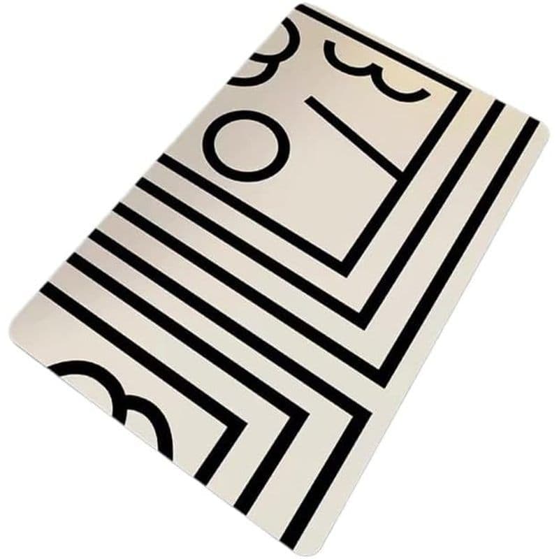 Tapete De Cozinha Com Padrão Geométrico , 50x80 Cm , Preto E Amp ; Branco | Antiderrapante Dupla Face , Óleo Resistente