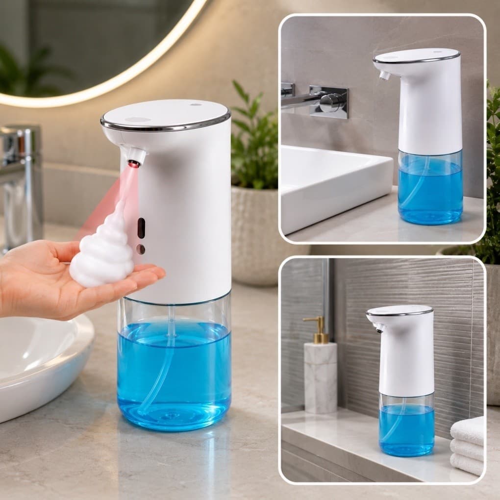 Dispenser Automático de Sabonete em Espuma 500ml,Sensor Infravermelho 2 Níveis, Recarregável Type-C com Bateria 1200mAh