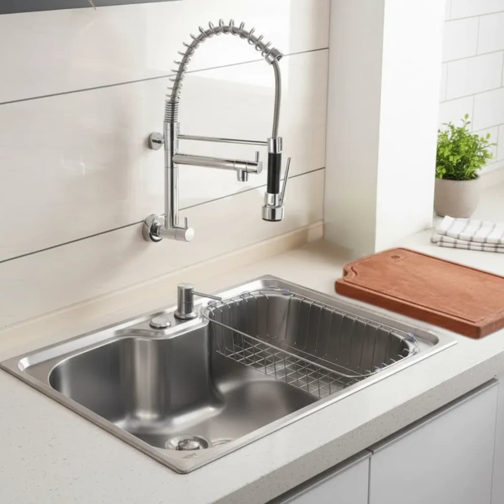 CUBA GOURMET 50X40 INOX304 +TÁBUA CORTE E TORNEIRA DE PAREDE