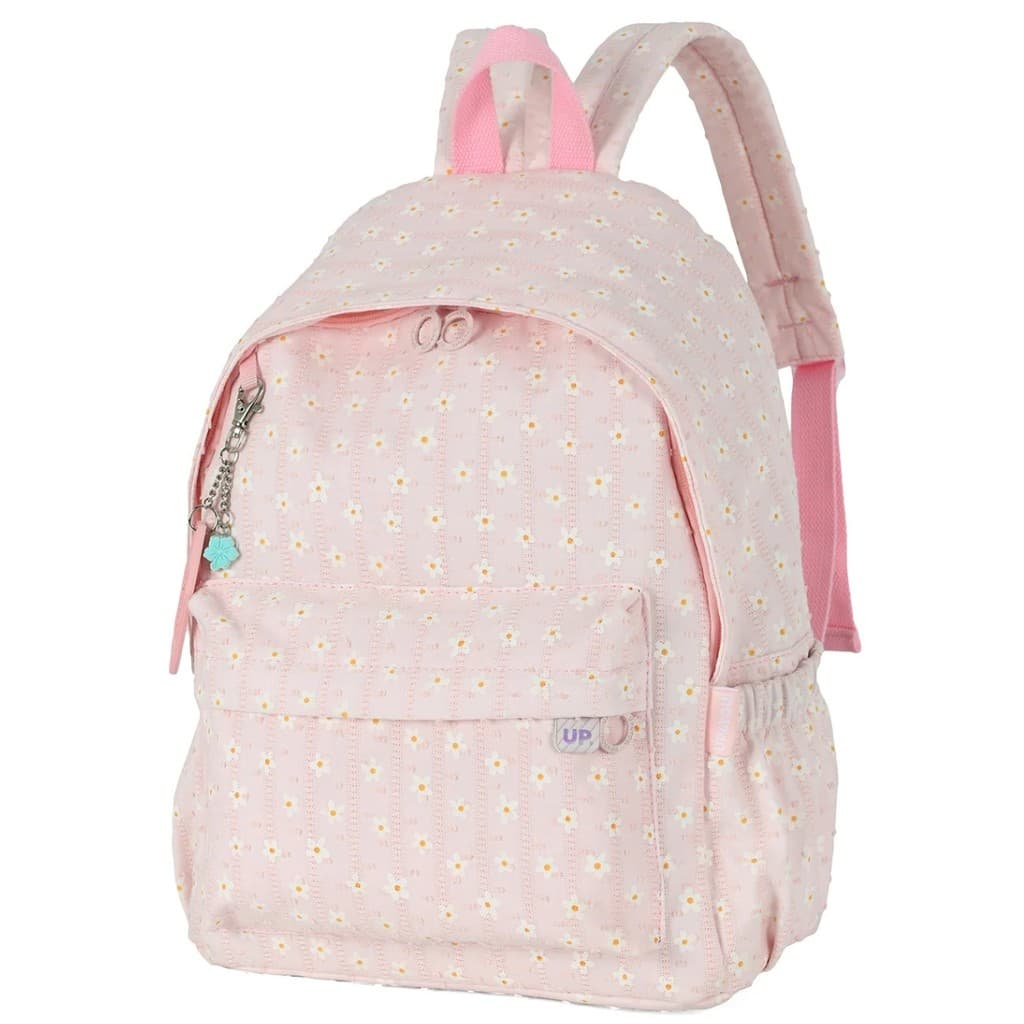 Mochila Costas Infantil Juvenil Escolar Margaridas Rosa Luxcel