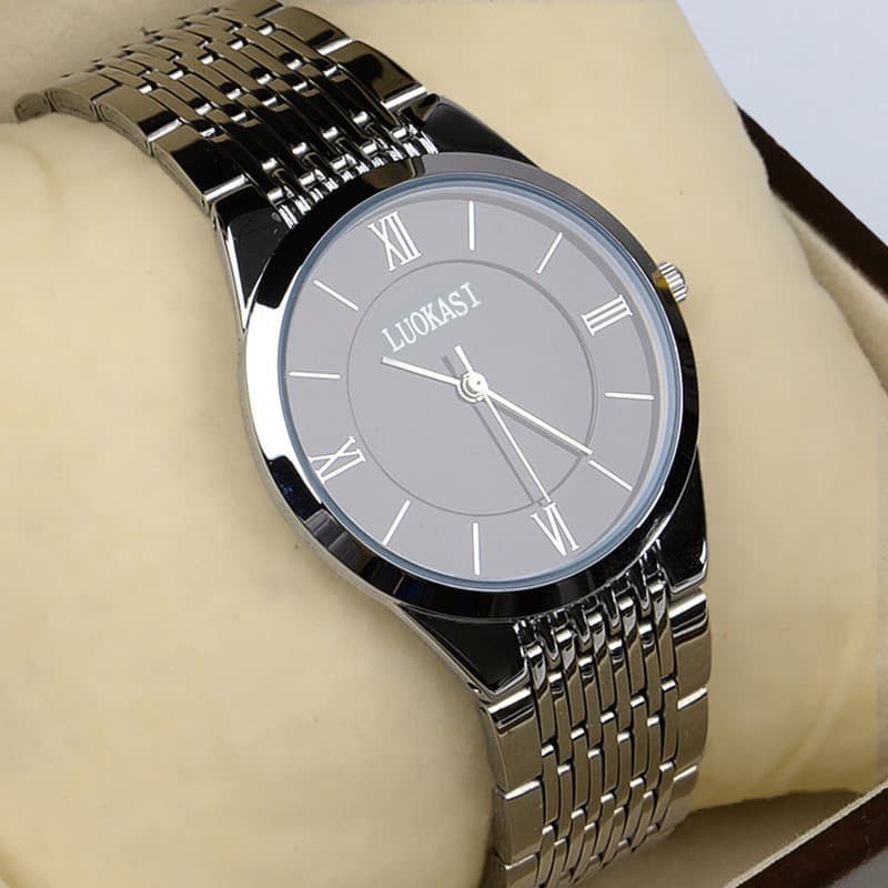 Relógio ultrafino de moda automática de aço inoxidável moderno masculino