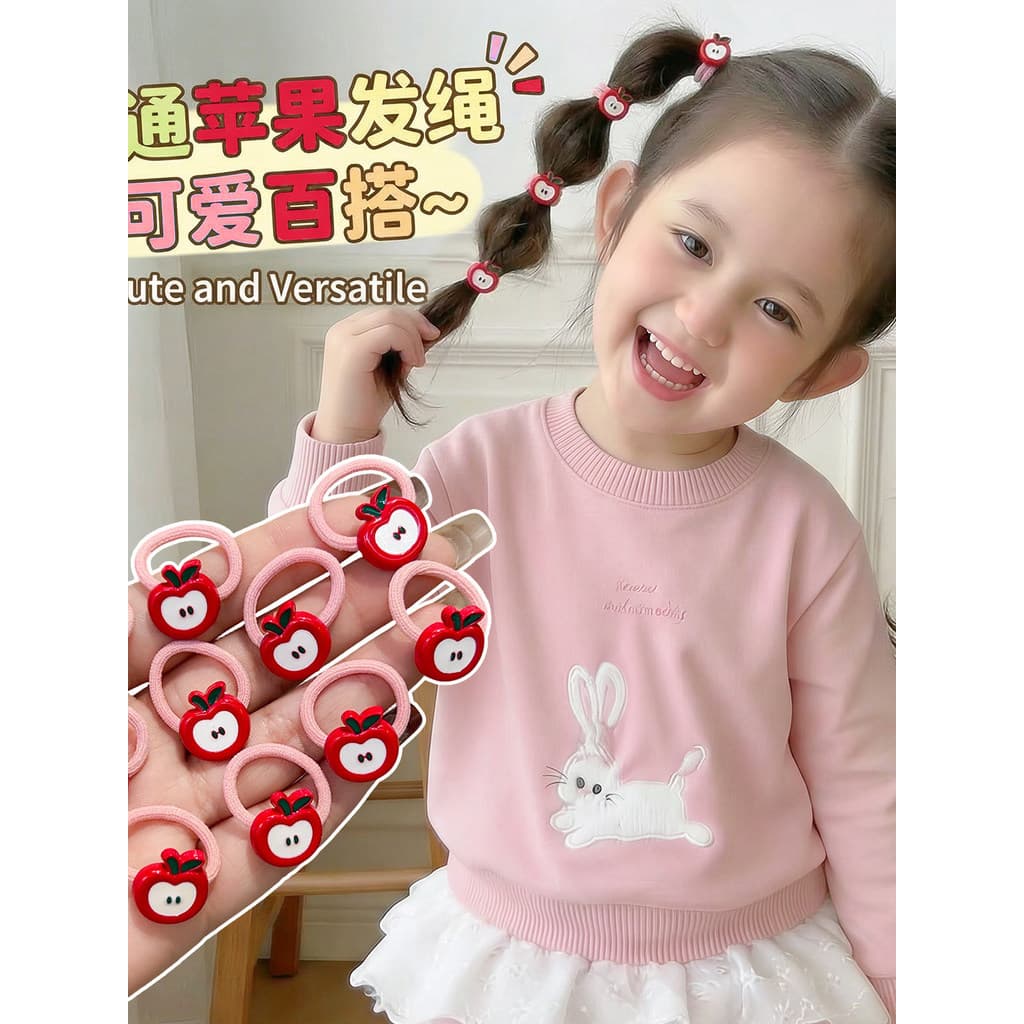 Meninas dos desenhos animados estilo bonito maçã laço de cabelo crianças polegar acessórios para o cabelo do bebê tamanh