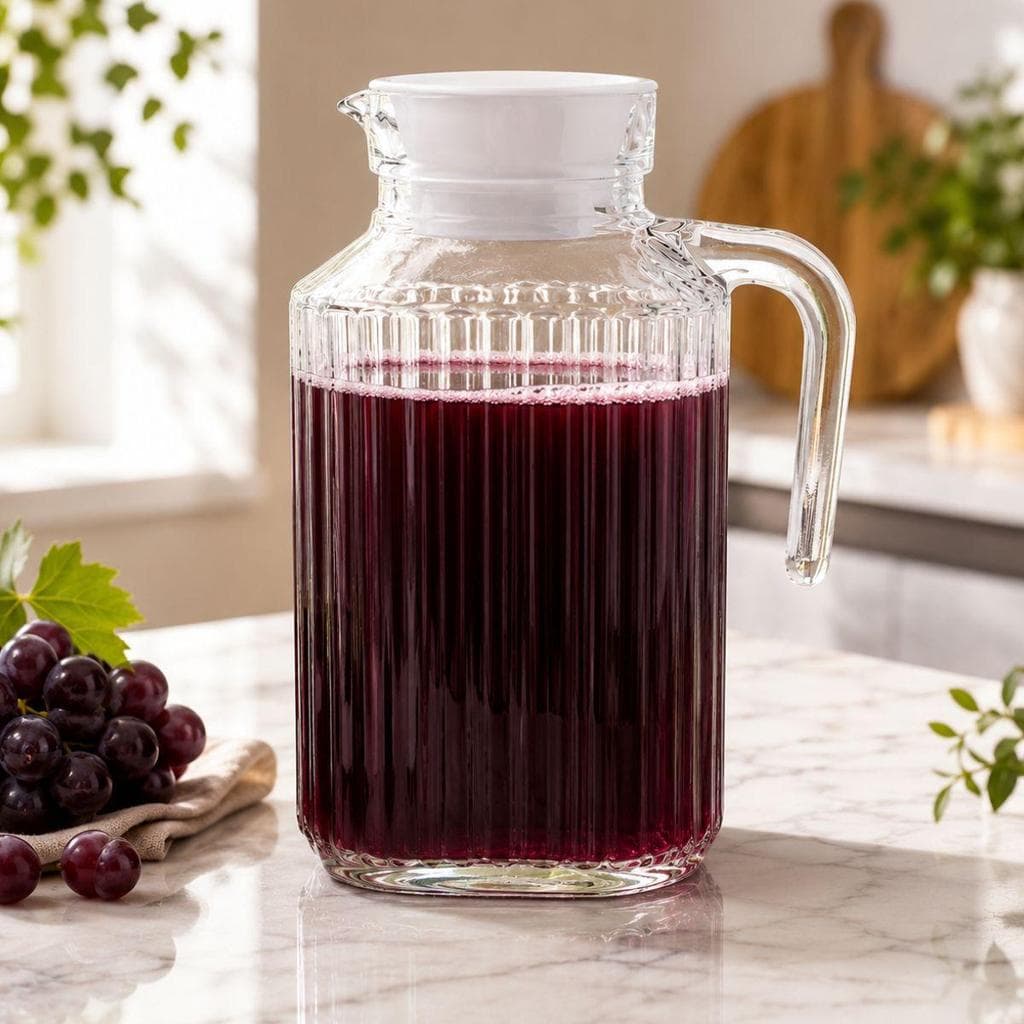 Jarra de Vidro 1,8L com Tampa Jarra para Água, Suco e Bebidas, Vidro Resistente, Mesa Posta, Cozinha, Design Elegante