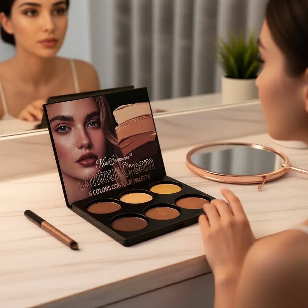 Paleta de contorno e realce à prova d'água de 6 cores, maquiagem Facial cremosa de maquiagem de longa duração, adequada