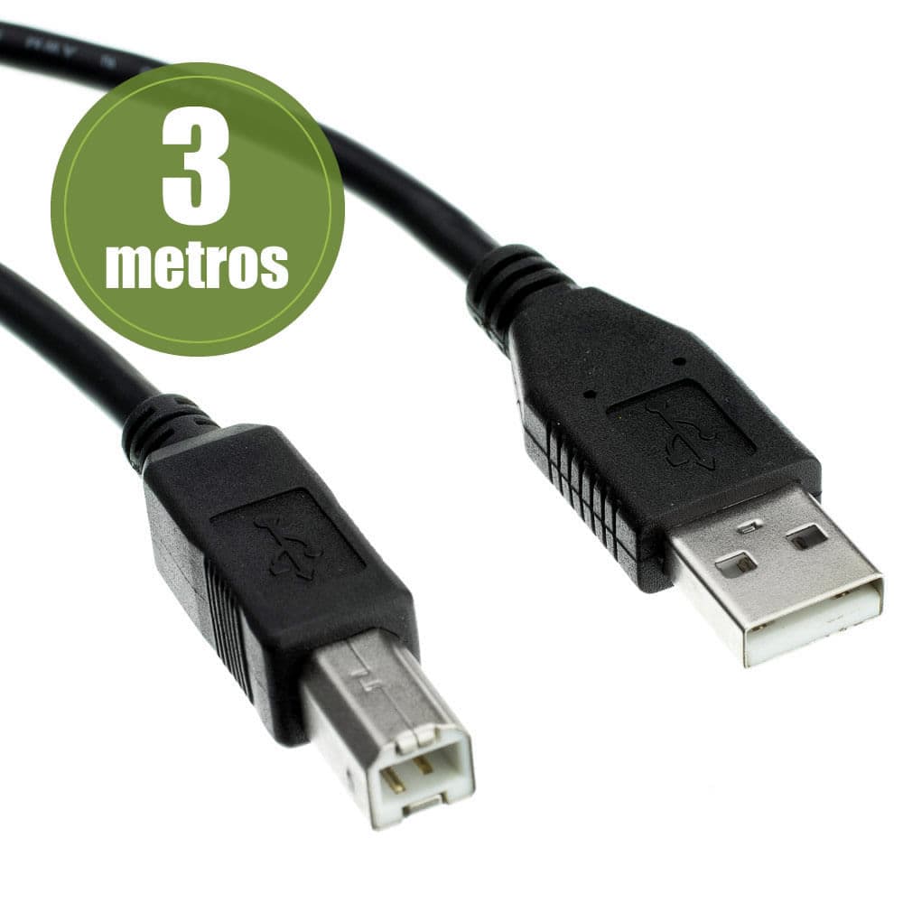 CABO PADRÃO PARA IMPRESSORA LONGO USB 3 METROS USB A X USB B