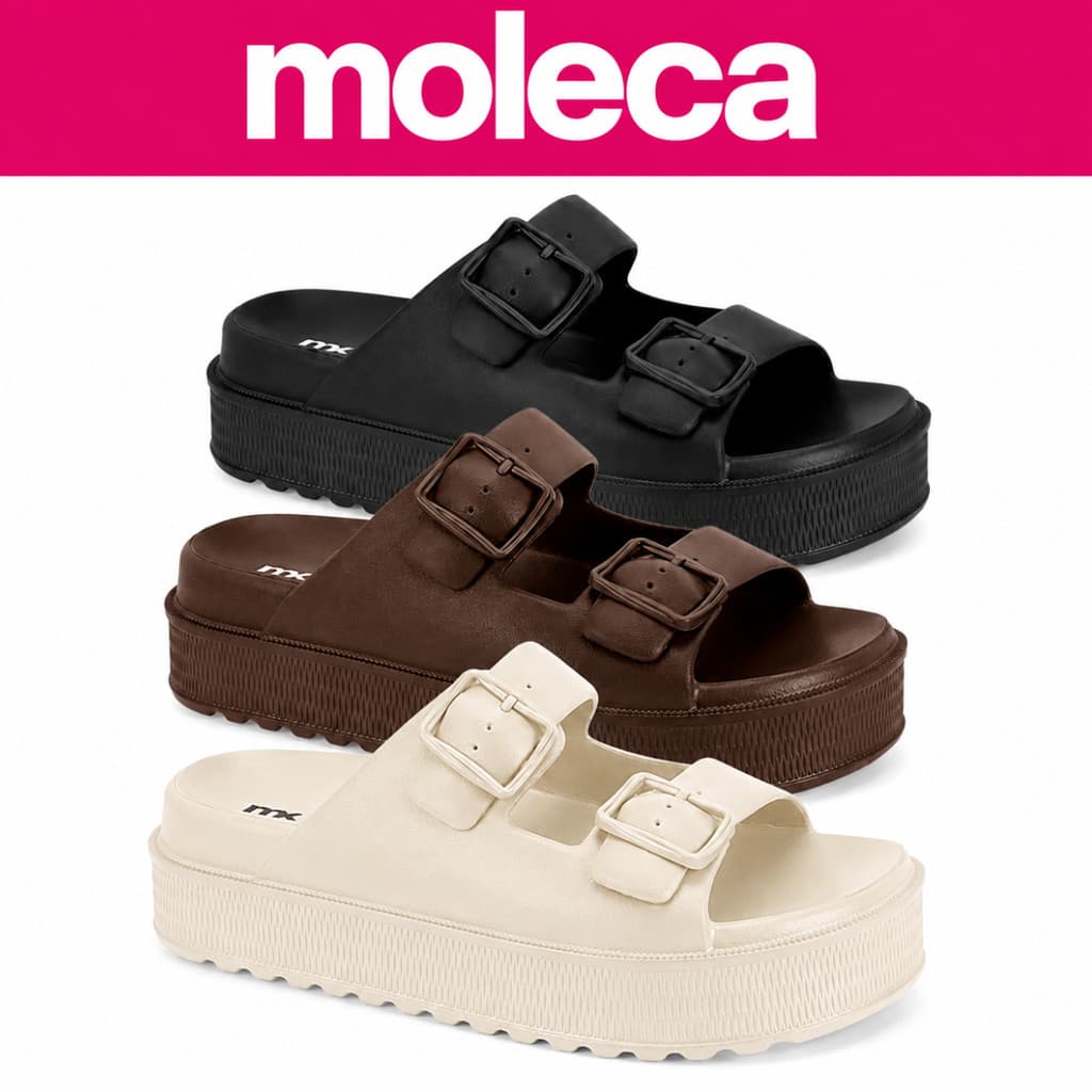 Tamanco Flatform Moleca 5577.100 Feminino Plataforma Confortável Casual Moderno Moda Verão Calçado Feminino