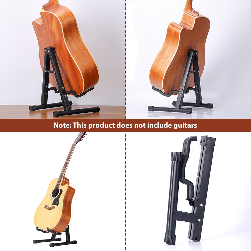 Aumotop suporte de guitarra dobrável, estável e versátil, portátil para baixo elétrico acústico, pipa, ukulele, suporte